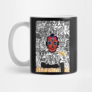 Discover the Charm of #336 - Mary - A MaleMask NFT with MexicanEye Color and Doodle Background Mug